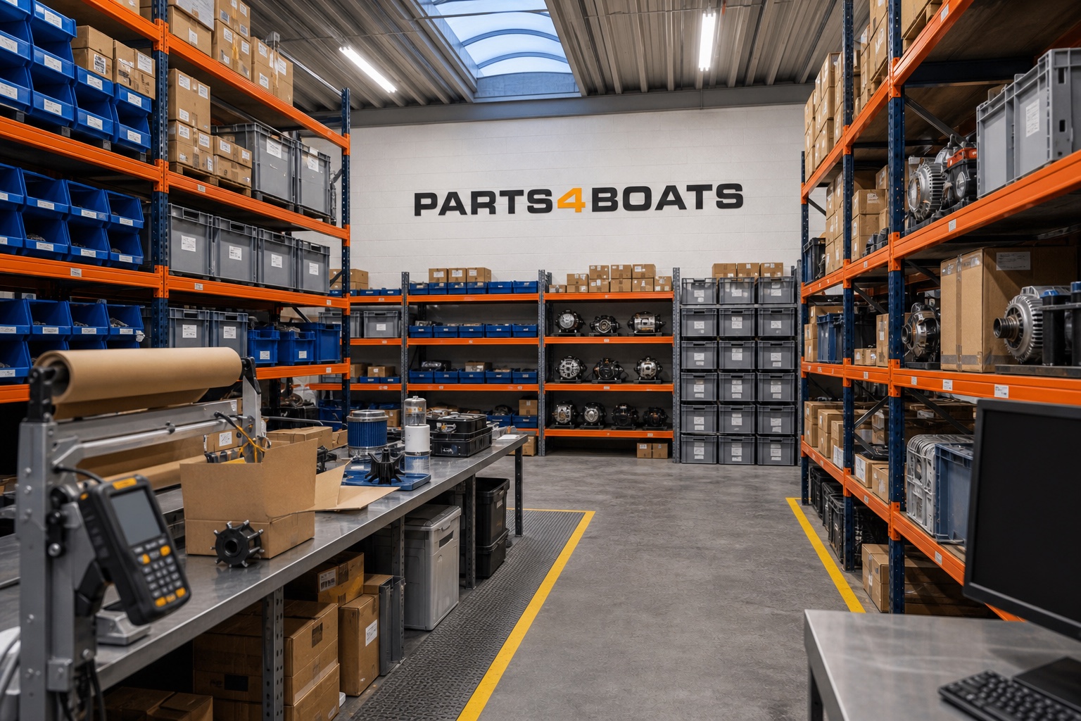 Parts4Boats workspace and packing process