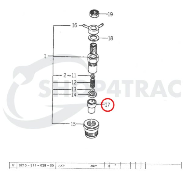 Fuel injector nozzle (injector tip) Beta Marine Beta 28 / Beta 30 – Nanni N3.30 – Universal M-25XPB