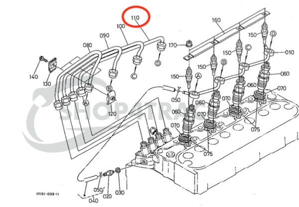 Injection line / pressure line 16271-53742 Beta Marine Beta 28 / Beta 30 – Nanni N3.30 – Universal M-25XPB