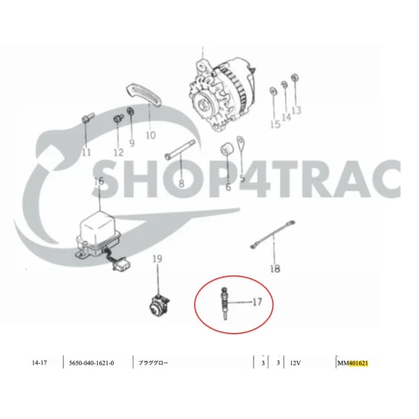 Glow Plug Solé Diesel Mini 33 | Mini 44 | Mini 55 – Vetus M4.15 | M4.17 – Craftsman Marine CM4.42 – JF Marine Power JF10 | JF15
