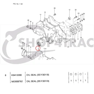 Crankshaft seal front Solé Diesel Mini 33 | Mini 44 | Mini 55 – Vetus M4.15 | M4.17 – Craftsman Marine CM4.42 – JF Marine Power JF10 | JF15