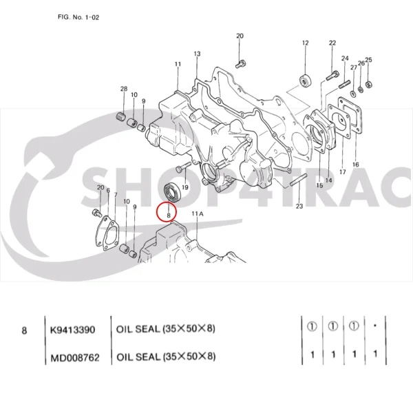 Crankshaft seal front Solé Diesel Mini 33 | Mini 44 | Mini 55 – Vetus M4.15 | M4.17 – Craftsman Marine CM4.42 – JF Marine Power JF10 | JF15