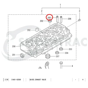 Exhaust Valve Guide Solé Diesel Mini 33 | Mini 44 | Mini 55 – Vetus M4.15 | M4.17 – Craftsman Marine CM4.42 – JF Marine Power JF10 | JF15