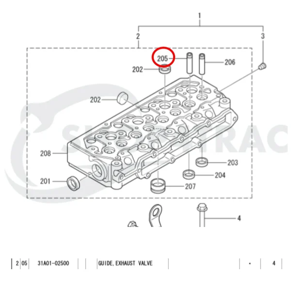 Exhaust Valve Guide Solé Diesel Mini 33 | Mini 44 | Mini 55 – Vetus M4.15 | M4.17 – Craftsman Marine CM4.42 – JF Marine Power JF10 | JF15