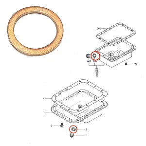Copper sealing washer oil drain plug Solé Diesel Mini 18 | Mini 23 | Mini 32 | Mini 34 – Vetus M3.10 | M4.14 – Meiki