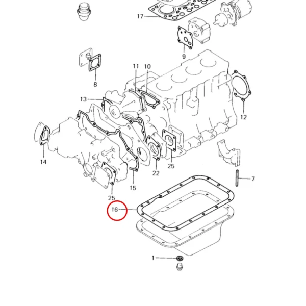 Oil sump pan gasket Solé Diesel Mini 32 | Mini 34 – Vetus M4.14 – Meiki M4DM