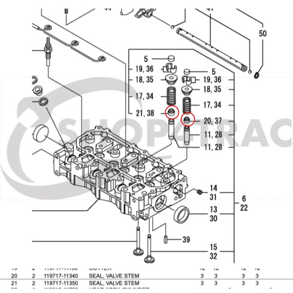 Valve Stem Seals Yanmar 2YM15 | 3YM20 | 3YM30