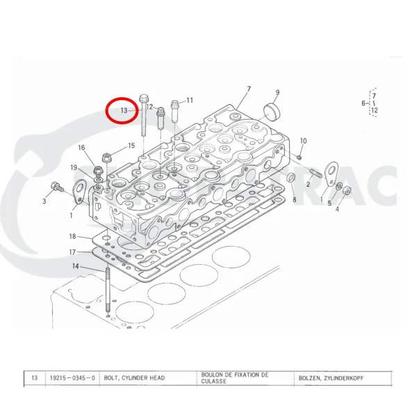 Cylinder Head Bolt Universal M-25 | M-25XP | M-35 | M-35A – Nanni 3.90HE | 4.110HE – Renault Marine D950